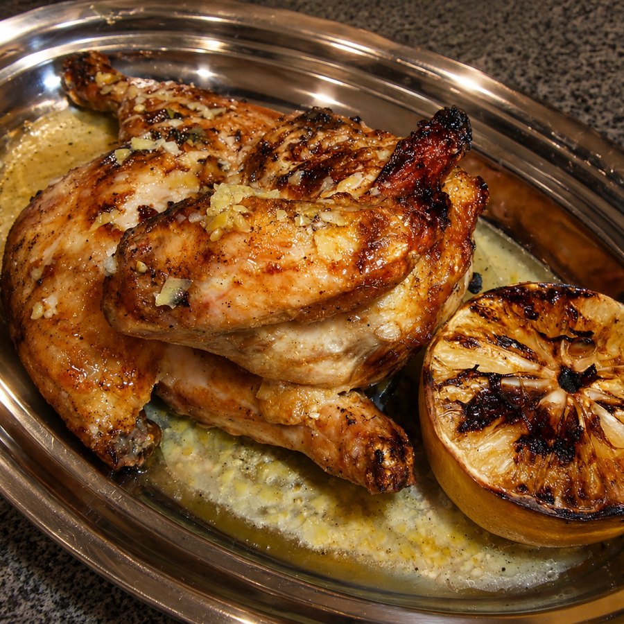 Brasa charcoal chicken with grilled lemon